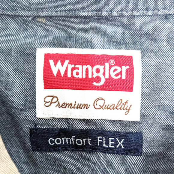Wrangler Shirt Mens 3XL Comfort Flex Button Up Long Sleeve Tan Beige Cotton - Picture 3 of 4
